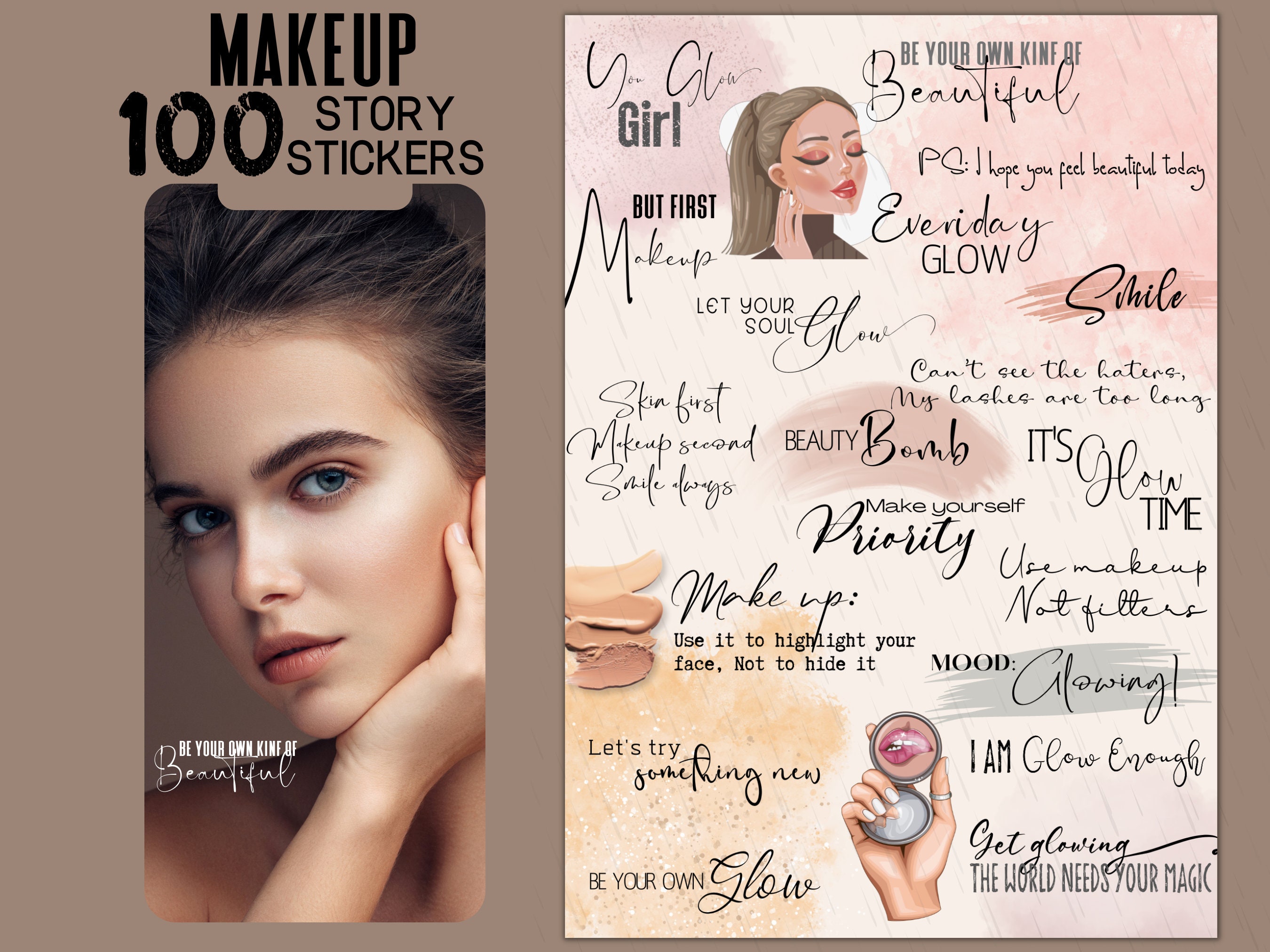 Makeup Instagram Story Stickers Beauty Instagram Stickers Etsy