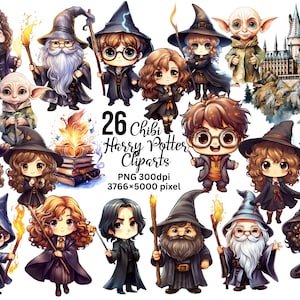 Chibi Wizard clipart png - 26 aquarel clipart chibi wizard, magische clipart, tovenarij, schattige png, tovenarij clipart, wizard png, tovenarij
