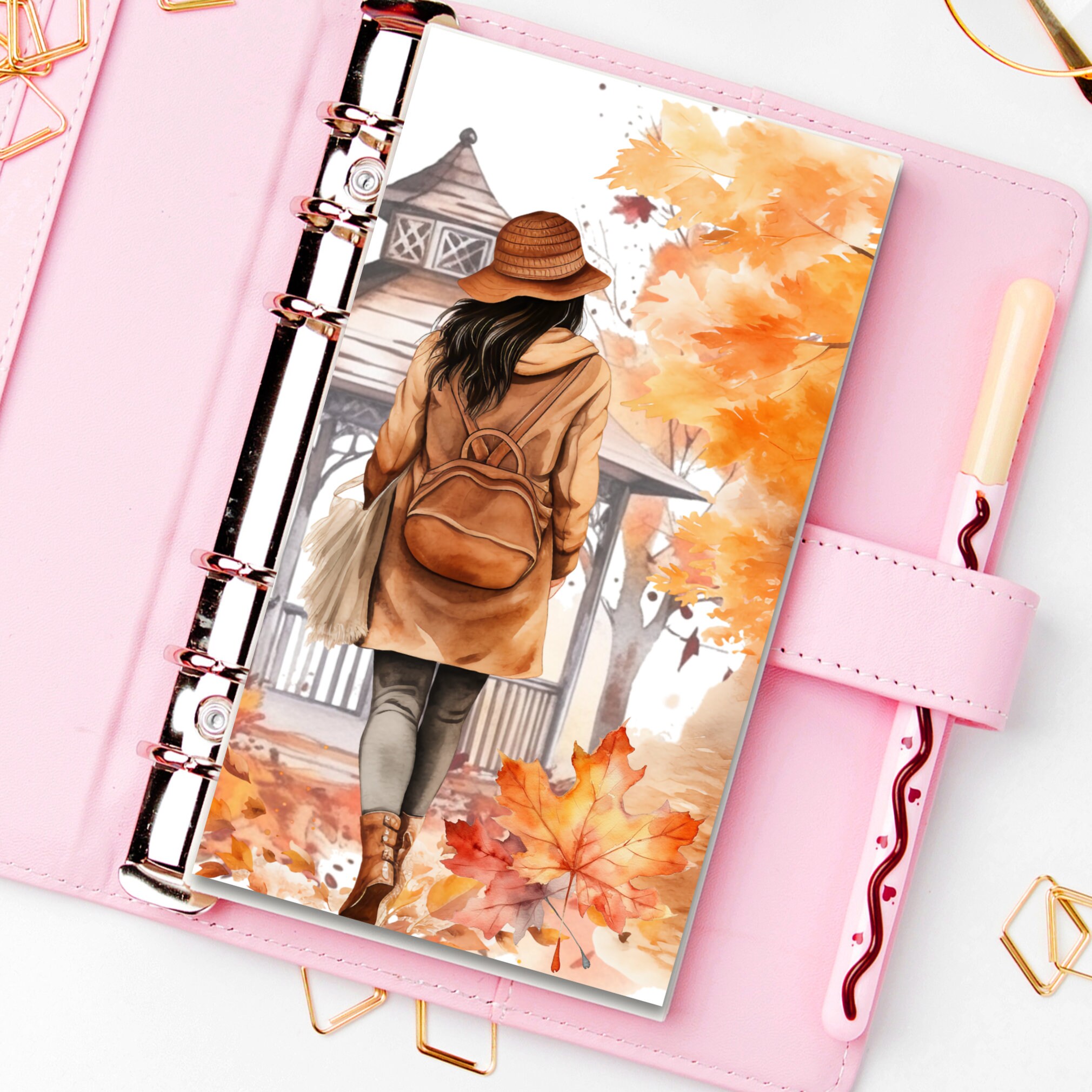 PRINTABLE Planner Dashboards, Autumn Girl Dashboard Planner, Girl ...