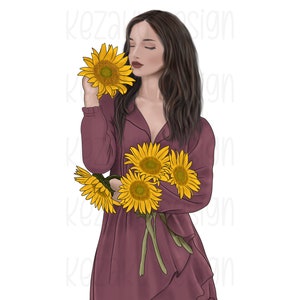 Sublimation Design, Sunflower Girl, Sunflower Girl Sublimation, Sunflower Girl Illustration, Sunflower Girl Design, Sunflower Girl Clipart