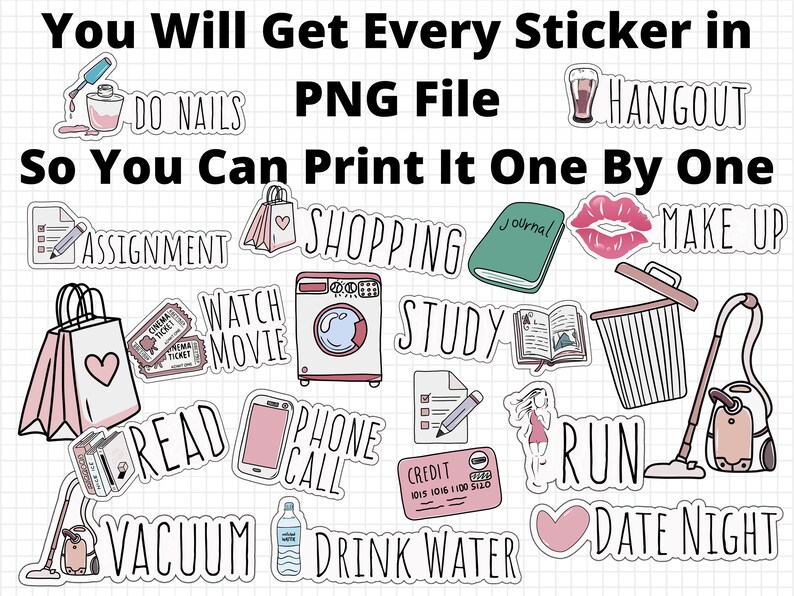 PRINTABLE Daily Activity Stickers Printable Daily Stickers - Etsy
