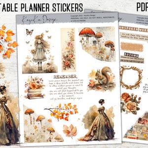 PRINTABLE Vintage Autumn Stickers, Autumn Sticker sets, Fall Stickers, Vintage Digital Stickers, Scrapbooking Stickers, Junk Printables