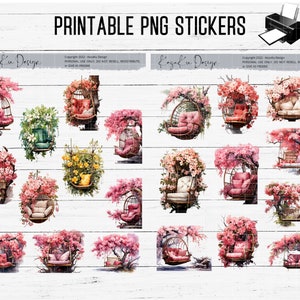 PRINTABLE Pink Hanging Chair Stickers-t2, Pink Chair Sticker Sheets ...