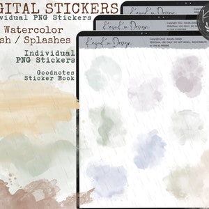 Aquarelborstels en spatten Goodnotes, digitale stickers, PNG-stickers, Goodnotes-stickers, GoodNotes Planner, aquarel digitale sticker