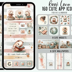 Book Lover App Icons, iPhone Icons for Book Lovers, Reading Highlight Icons, Readers App Icons, Bookworm iOS Icons, iOS 14 Icons, App Icons