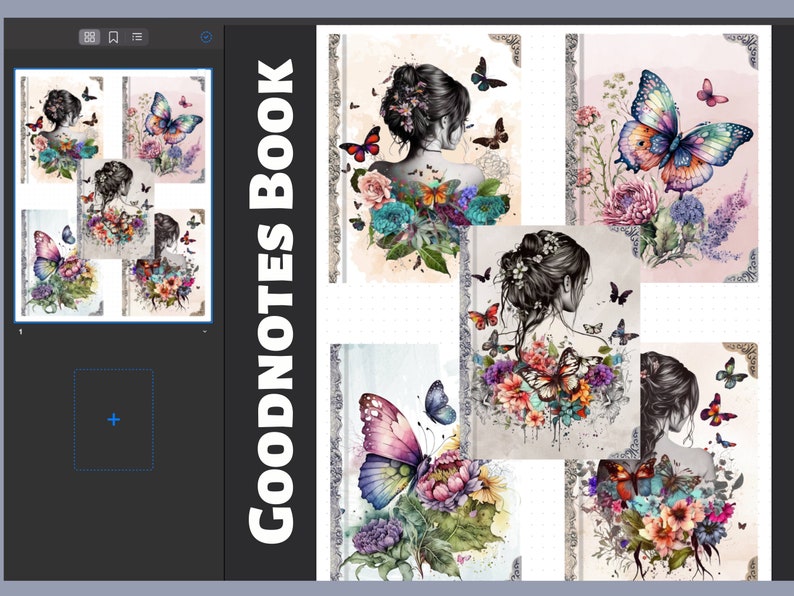 Girl With Flower and Butterfly Digital Planner Covers, Goodnotes Covers ...