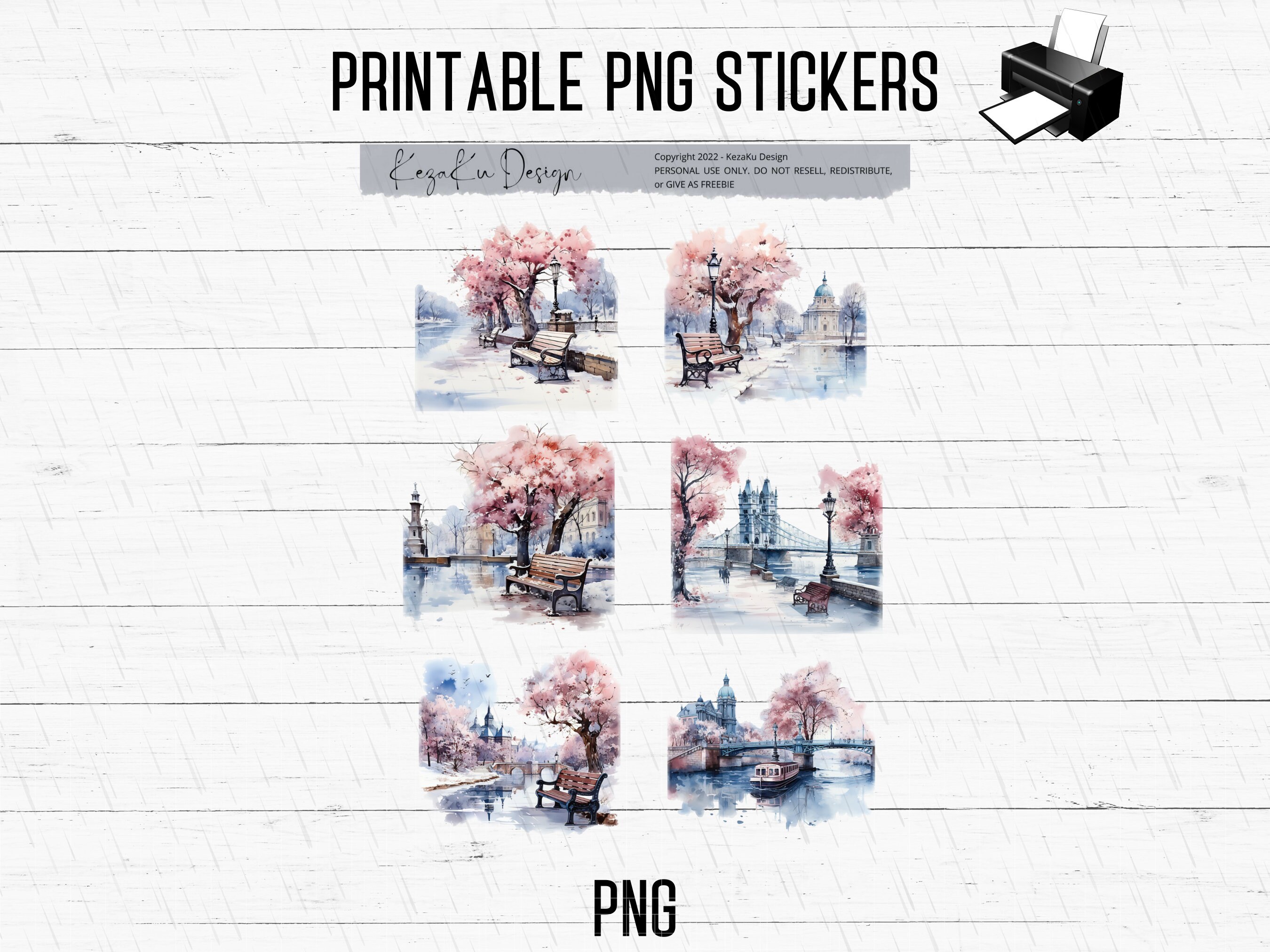 PRINTABLE City Landscape Stickers, City Printable Stickers, Landscape ...