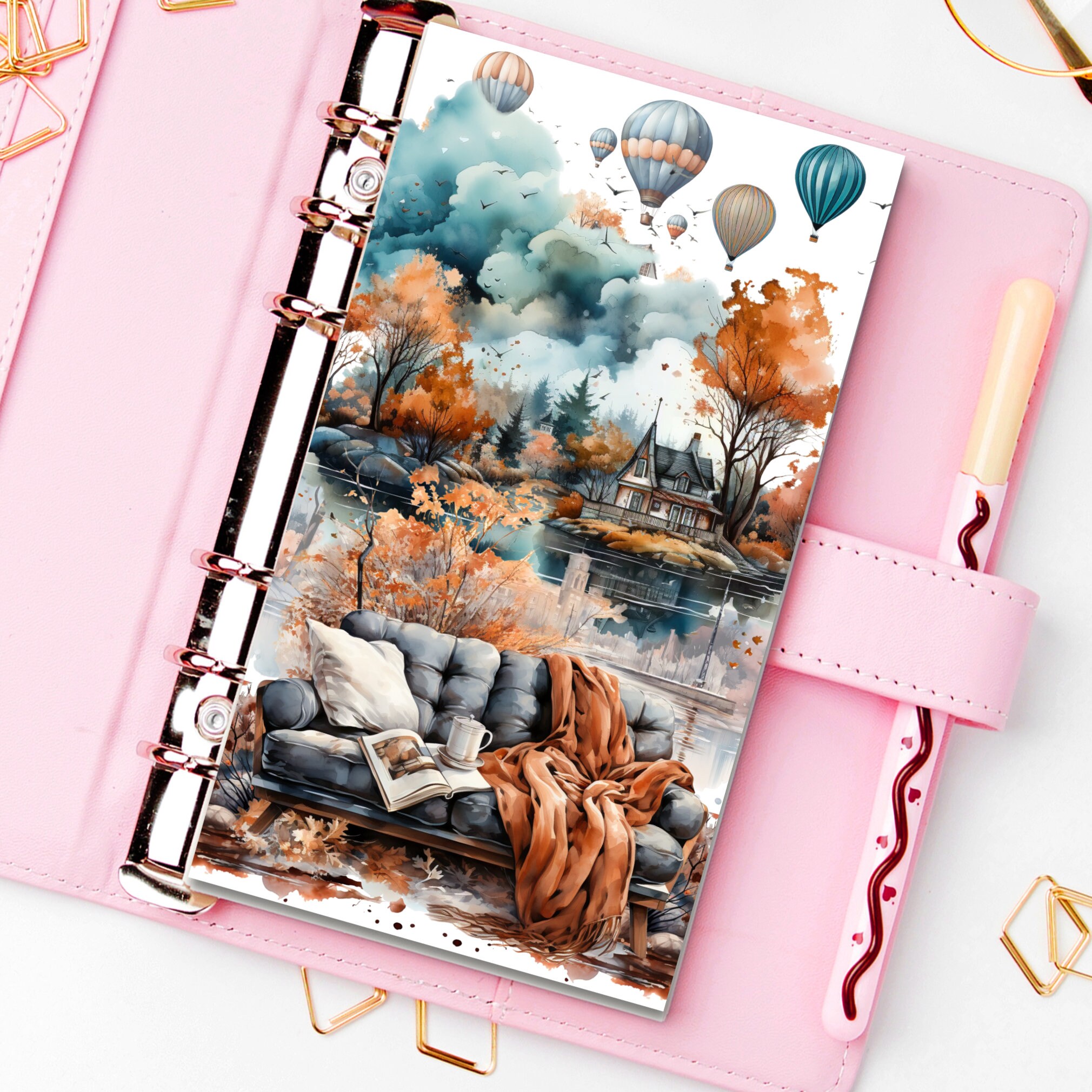 Planner Dashboard, Printable Autumn Scene Dashboards, A5 Planner ...