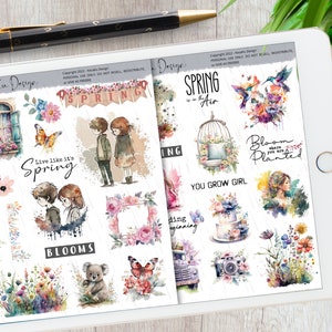 Spring Goodnotes, IPad Pro Floral, Spring Stickers, Goodnotes Stickers, GoodNotes Planner, Goodnotes 5 Planner, Watercolor Digital Stickers