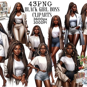 Black Girl Boss PNG Cliparts, Working Black Girl Boss Cliparts, Black Woman Cliparts, Business Woman, Girl Boss Cliparts, Commercial Use