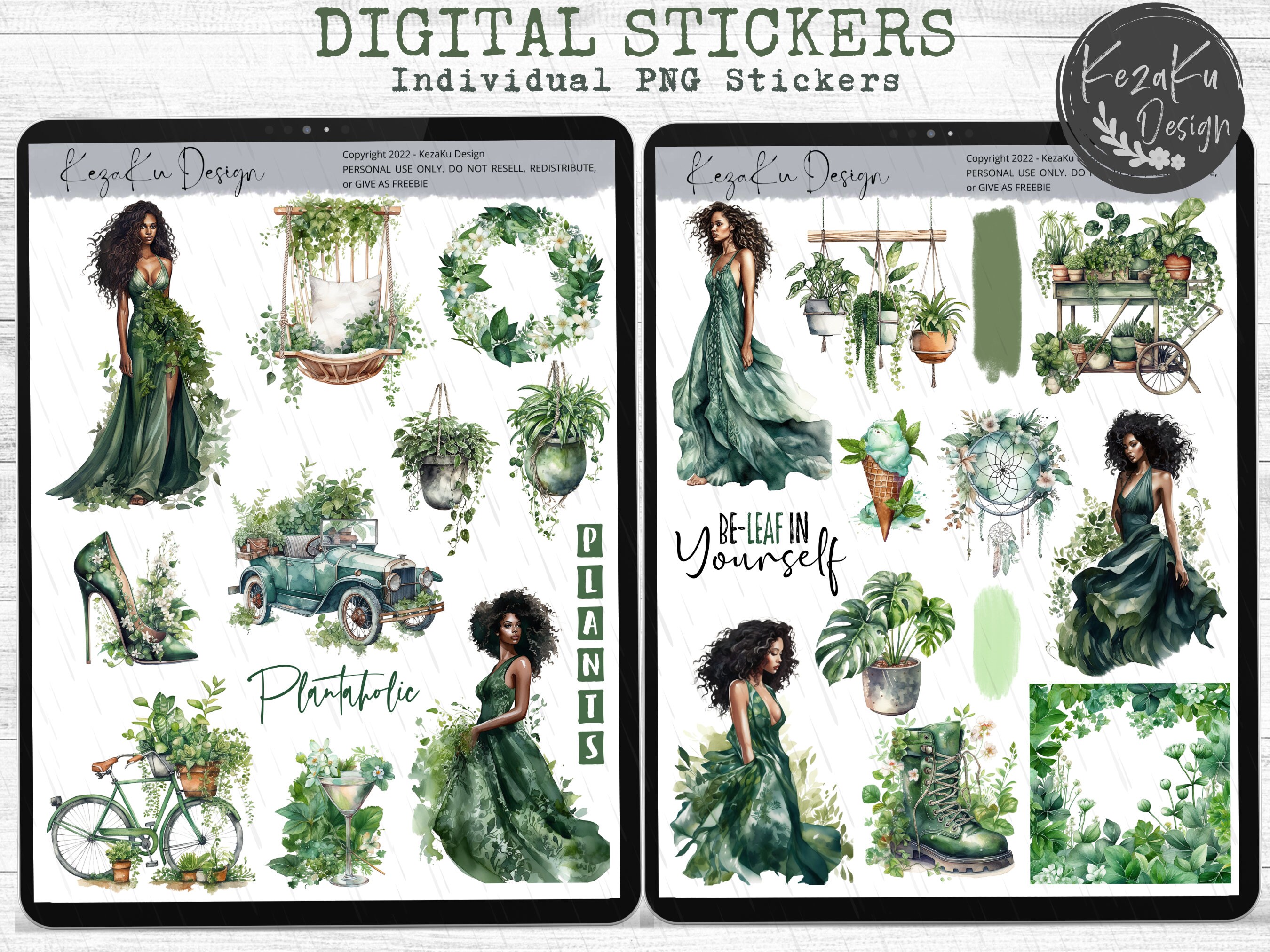 Plant Digital Stickers, Black Girl Stickers, Goodnotes Stickers ...