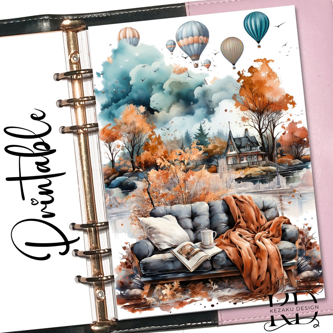 Planner Dashboard, Printable Autumn Scene Dashboards, A5 Planner ...