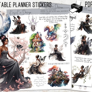 Fairy PRINTABLE Stickers, Black Fairy Printable Stickers, Black Girl Printable Stickers, Fantasy Printable Stickers, Magic Printable Sticker