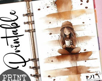 Kaffee Mädchen Dashboards, Buch Dashboard, A5 Planer, Planer Dashboards, Pocket Planer Dashboards, PDF zum Ausdrucken