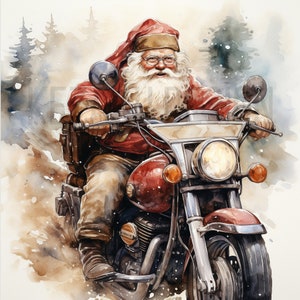 Clipart de Papai Noel 12 JPGs de alta qualidade, Feliz Natal, Clipart de Papai Noel em aquarela, Clipart de Natal, artesanato em papel digital