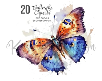 Watercolor Butterfly Clipart, Butterfly Clipart, Butterfly PNG, Watercolor Butterfly, Summer Butterflies , Watercolor Butterfly Bundle