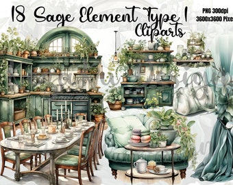 Sage Element Cliparts, Sage Clipart, Furnitures PNG, Sofa Images, Sage Kitchen PNG, Sage Element Images, Sage Bed, Sage Element Sublimation