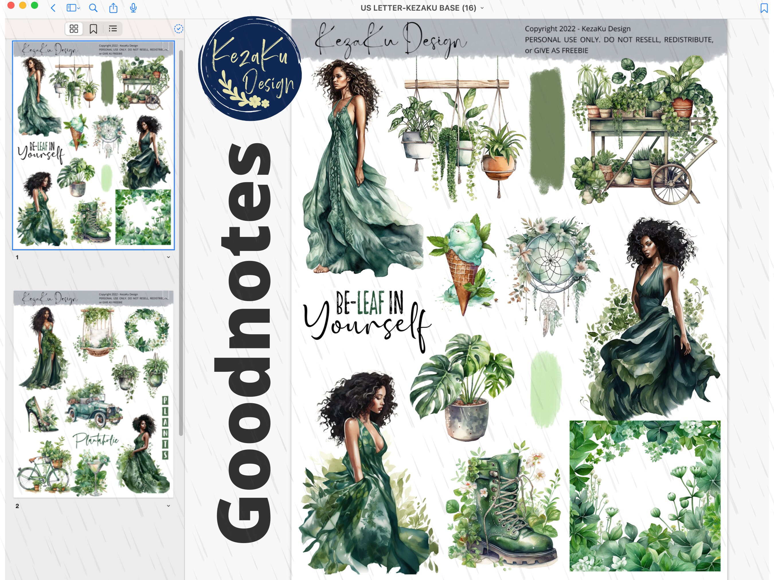 Plant Digital Stickers, Black Girl Stickers, Goodnotes Stickers ...