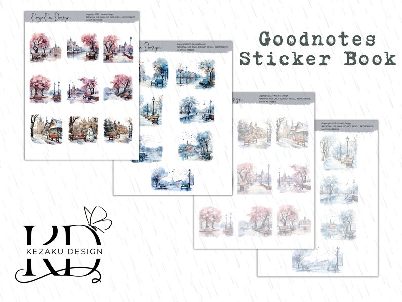 Bench Stickers Winter Bench Digital Stickers, Bench PNG, Winter Goodnotes, Winter ...