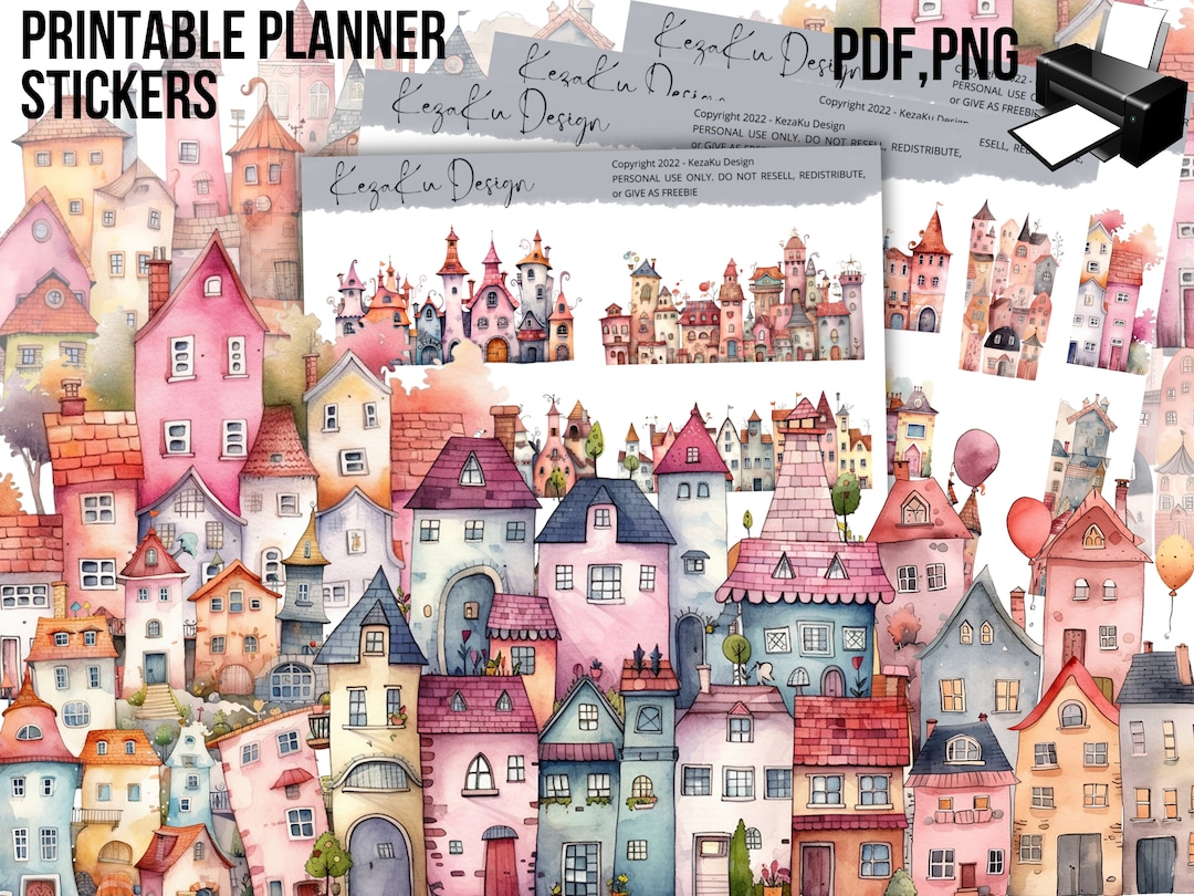 Sticker House PRINTABLE Quirky Houses Stickers, Instant Download Printable Sticker ...
