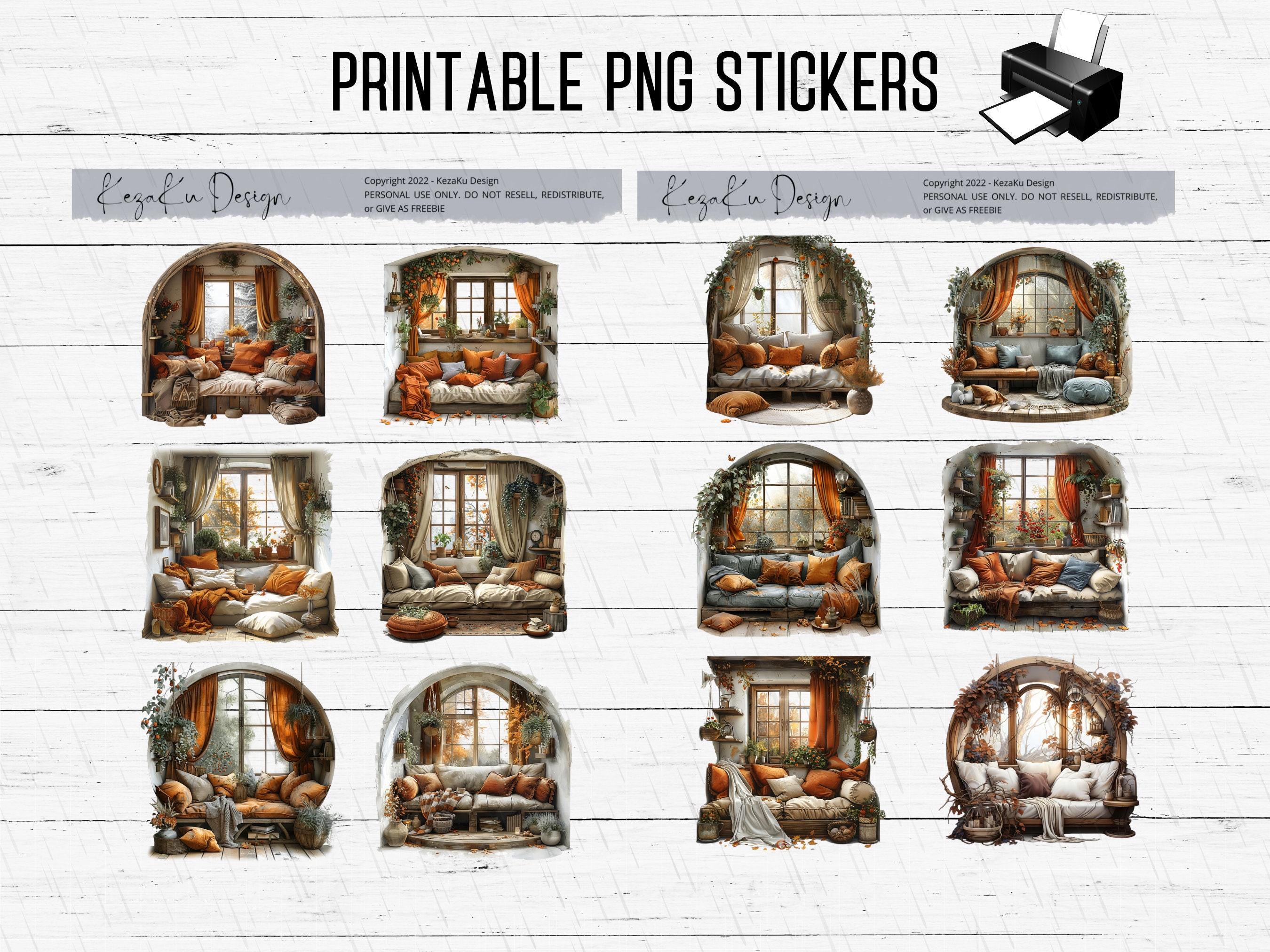 Sofa Sticker Brown Window Stickers Printable, Brown Sofa Stickers, Furniture Sofa ...
