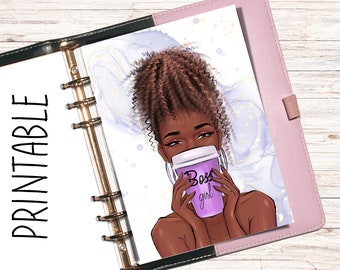Coffee Girl Planner Dashboard, Printable Planner Dashboards, Girl Dashboard, A5 planner, Planner, Dashboard Planner, Pocket Planner, Coffee