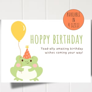 Cute Frog Birthday Card Printable • Happy Birthday Card with Balloons • Funny Animal Digital Card • Instant Download Birthday Greeting