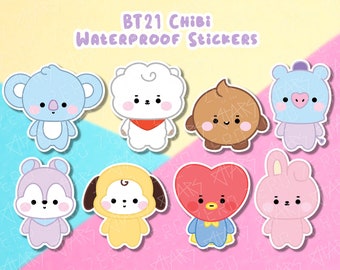 BT21 Chibi Glossy Water Resistant Scratch Resistant Sticker for your Water Bottle, Planner, and Laptop