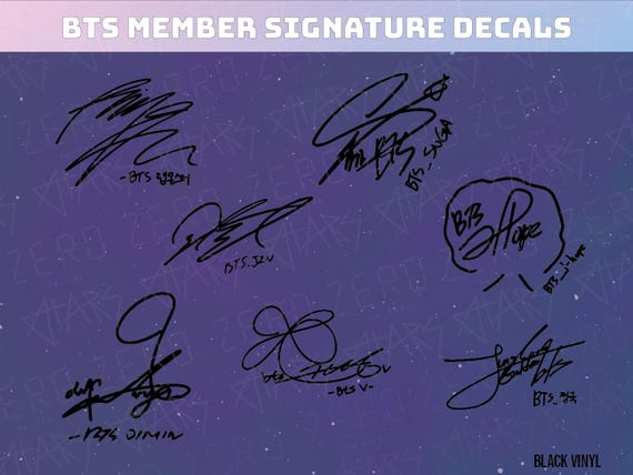 BTS メンバーサイン Signatures Vinyl Decal Sticker for Your Light Stick, Car, and