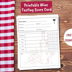 Wine Tasting Score Card | Wine Tasting | Wine Tasting Notes | Wine Tasting Printable | Wine Tasting Cards | Wine Tasting Party
