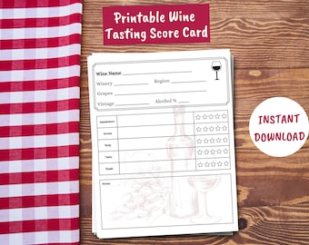 Wine Tasting Score Card | Wine Tasting | Wine Tasting Notes | Wine Tasting Printable | Wine Tasting Cards | Wine Tasting Party