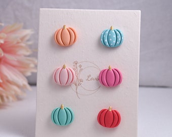 Pumpkin Earrings,Spring Summer Stud Earrings , BUILD YOUR OWN stud pack,Clay Stud Earring