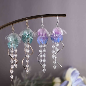 Jellyfish Earrings Silver,Ocean Earrings,Sea Creature Earrings,Beach Earrings,Sea Animal Earrings,Cute Earrings,Ocean Lover Jewelry