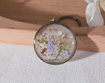 Forget Me Not Keyrings,Real Flower Keychains,Unique Gifts for Her | Handmade Gifts,Gift For Mom