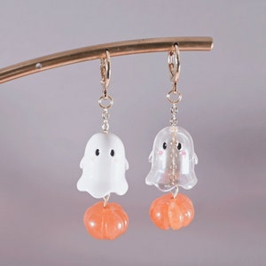Ghost Halloween Earrings,Pumpkin Ghost Earrings,Cute Holiday Earrings,Friend Halloween Gift,Hypoallergenic Earrings
