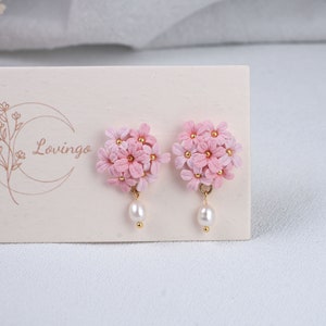 Lavender Earrings,Hydrangea Jewelry,Floral Earrings,Flower Earrings Studs,Spring Polymer Clay Earrings, Boho Jewelry,Bridal Earrings