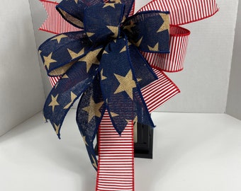 Patriotic bow for Wreath, Fourth of July Bow, Independence Day Bow, Red white and blue Bow, Memorial Day Bow
