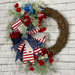 Patriotic wreath, summer wreath, 4th of July Decor, Memorial Day wreath
