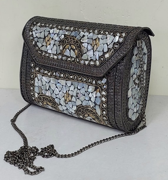 Women's Boho Silver Studded Clutch Bag/gift for Her/metal Sling Bag/wedding  Gift Bag/evening Clutch Bag/silver Handbag/gypsy Bag - Etsy