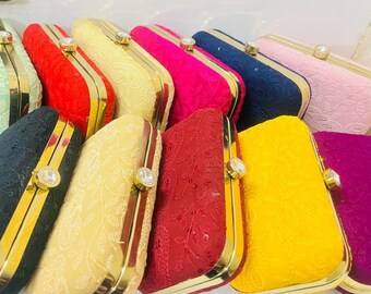 Geborduurde groothandel Clutch Bag Vrouwen Lucknowi Handtas Indiase bruiloftskleding Portemonnee zakje Tas partij gunst Return Gift bruidsmeisje cadeau voor haar