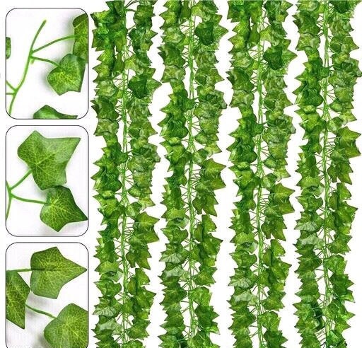 2M Leaf Vine Artificial Hanging Plants Liana Silk Fake Ivy Leaves for Wall  Green Garland Decoration Home Decoration Party Vines