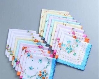 Bulk Women handkerchief Floral Hanky wedding Napkins Cotton nose wiper party favor return git shagun gift bridesmaid haldi favor