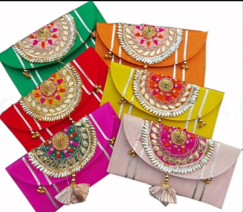 Embroidered Hand Clutch Wholesale Lot,indian Handmade Gota Patti Work