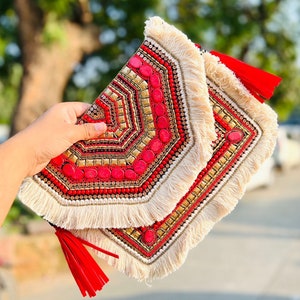 Banjara Bohemian Bag India | Embroidered boho Crossbody Bag | Women's Bag Purse | Jute Clutch | Boho Crossbody Bag | Embroidered Bag