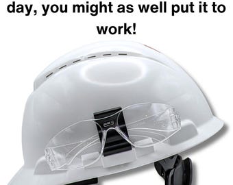 Hard Hat Safety Glasses Holder Clip | Black PETG Clip For Hard Hats, Made In USA