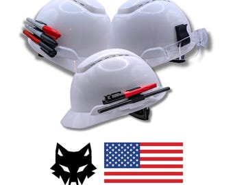 3 Pack - Marker & Carpenter's Pencil, Safety Glasses, and Marker Clips + Free Sticker - Hard Hat Accessories - Blue Collar Father's Day Gift