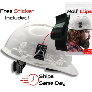 Houder veiligheidsbril + gratis sticker - Clip veiligheidshelm accessoire - Wolfclips - Geweldig cadeau voor Vaderdag Hem Echtgenoot Vriendje Broer