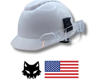 Soporte para gafas de seguridad o de sol + pegatina gratis - Clip para casco - Regalo navideño ideal para obreros de la construcción - Wolf Clips