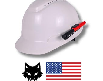 Marker Holder + Free Sticker - Hard Hat Accessory Clip - Great Blue Collar Father's Day Construction Gift - Wolf Clips