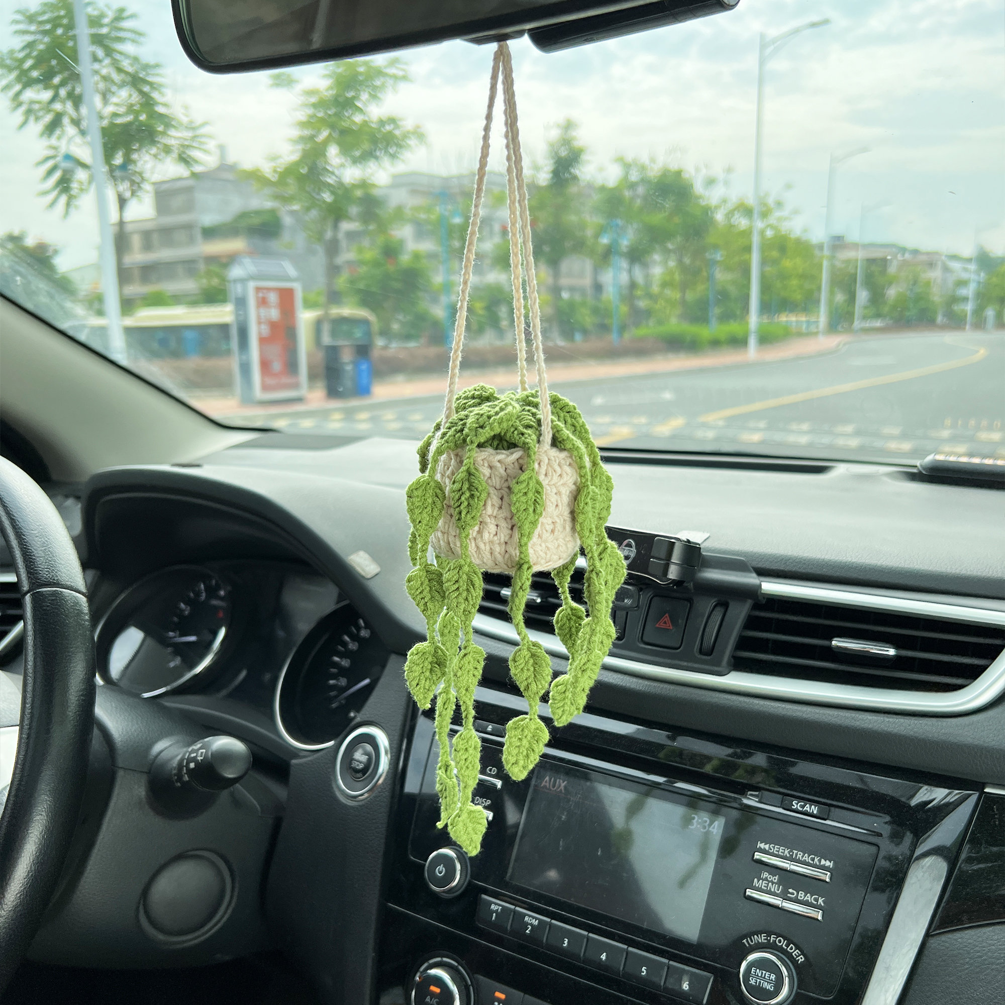 Monstera Basket Mirror Hanging, Crochet Leaves Basket, New Car